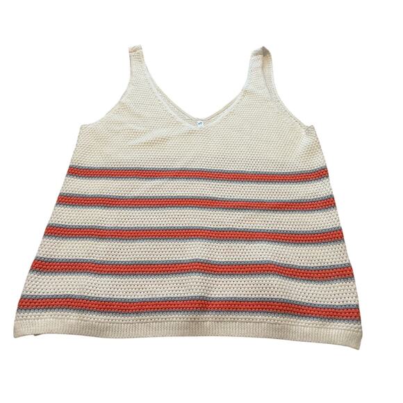 Southern Tide Women’s Alli Striped Sweater Tank Size Large White Coral - Picture 2 of 4